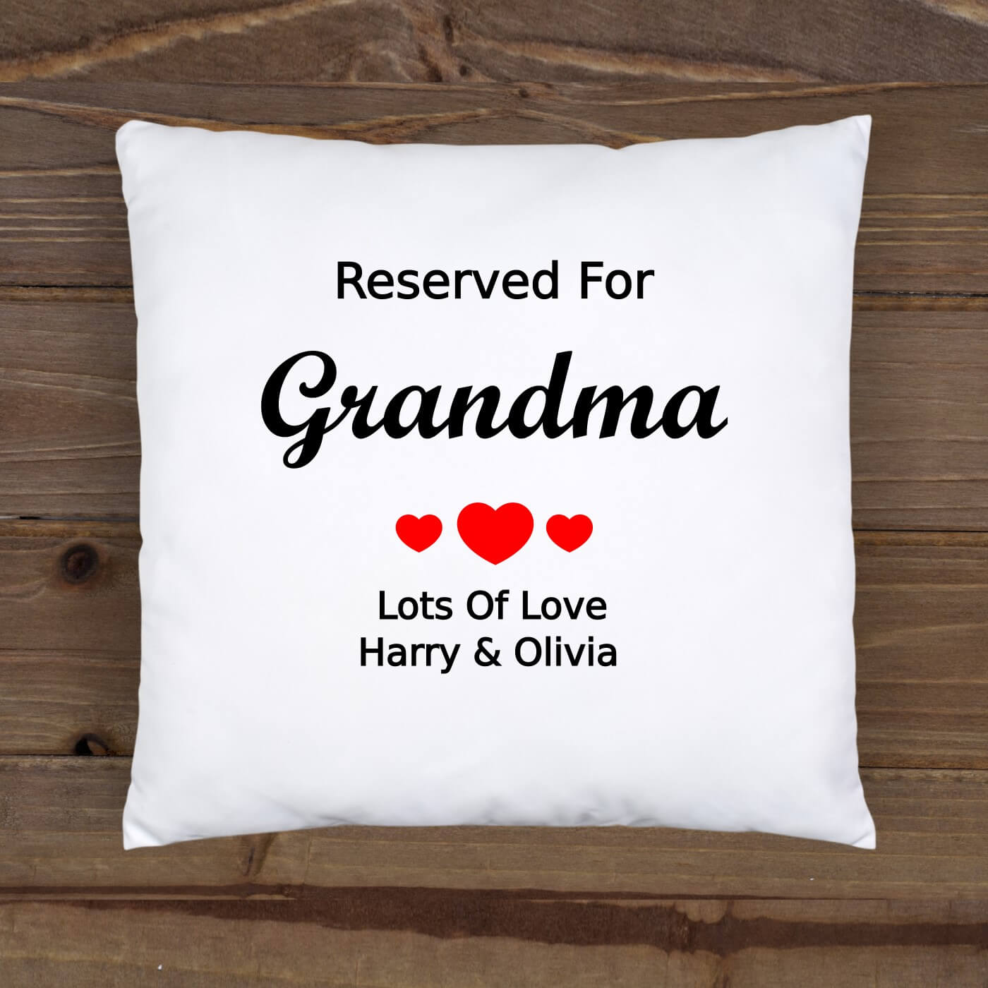 Personalised Cushion Cover - Reserved For Grandma
