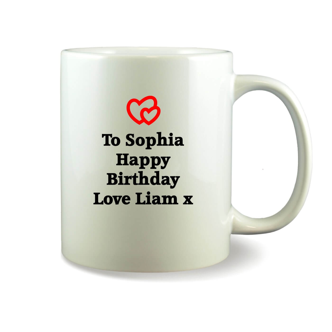 Personalised Mug - Hearts And Message