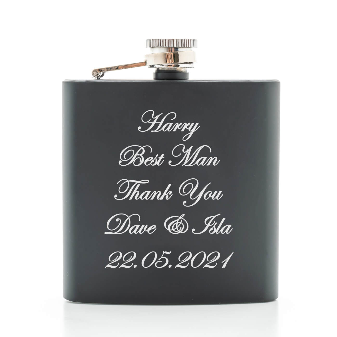 Personalised Black Hip Flask - Message
