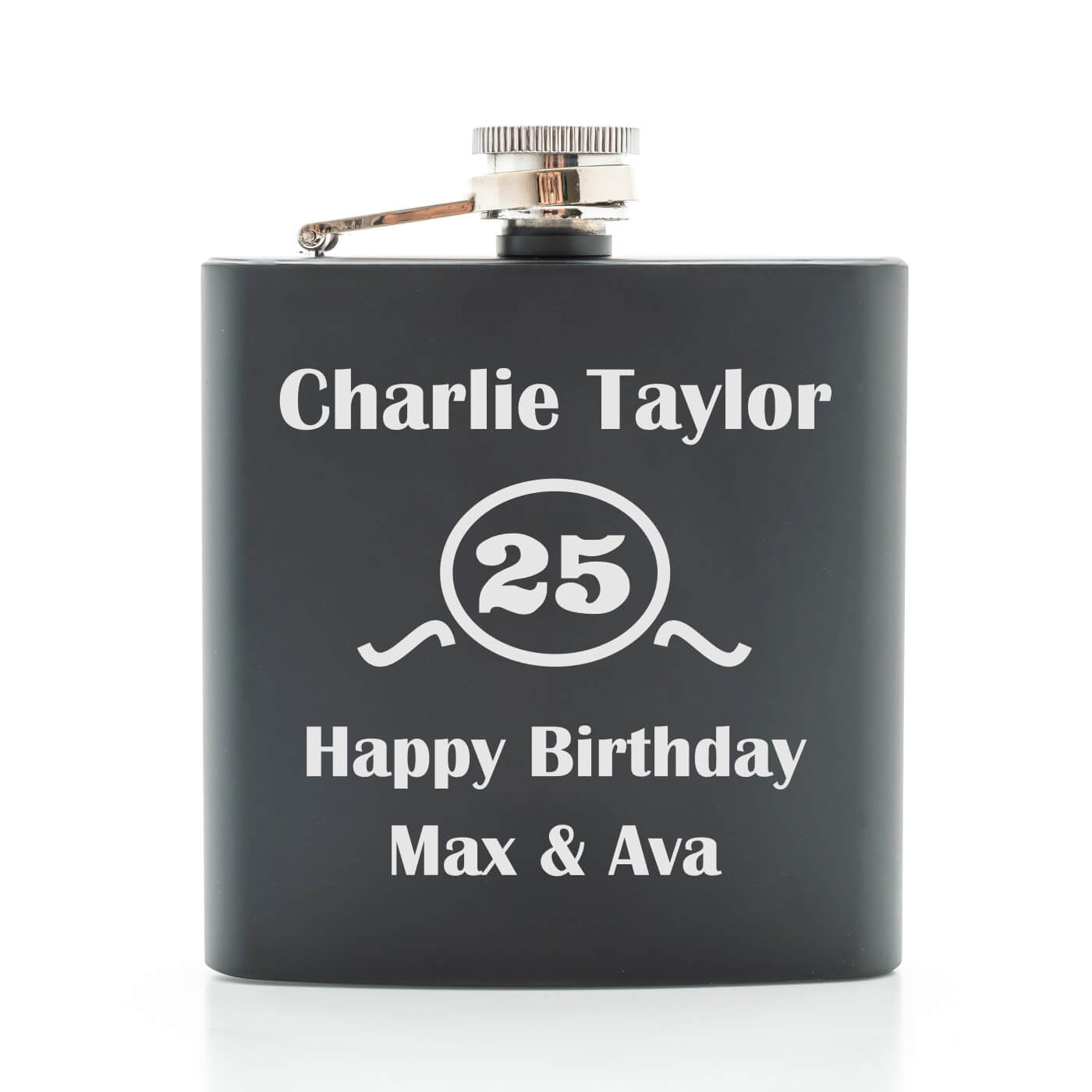 Personalised Black Hip Flask - Birthday