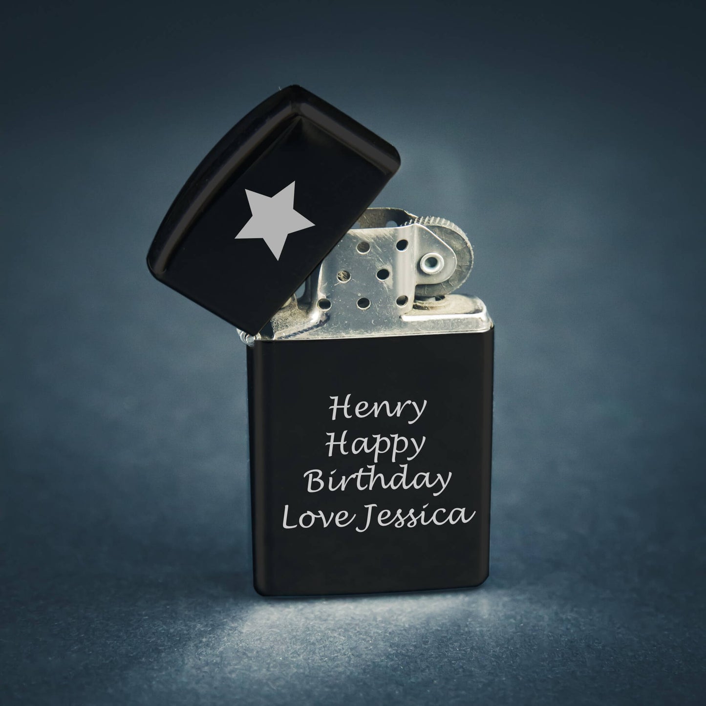 Personalised Black Lighter - Star & Message