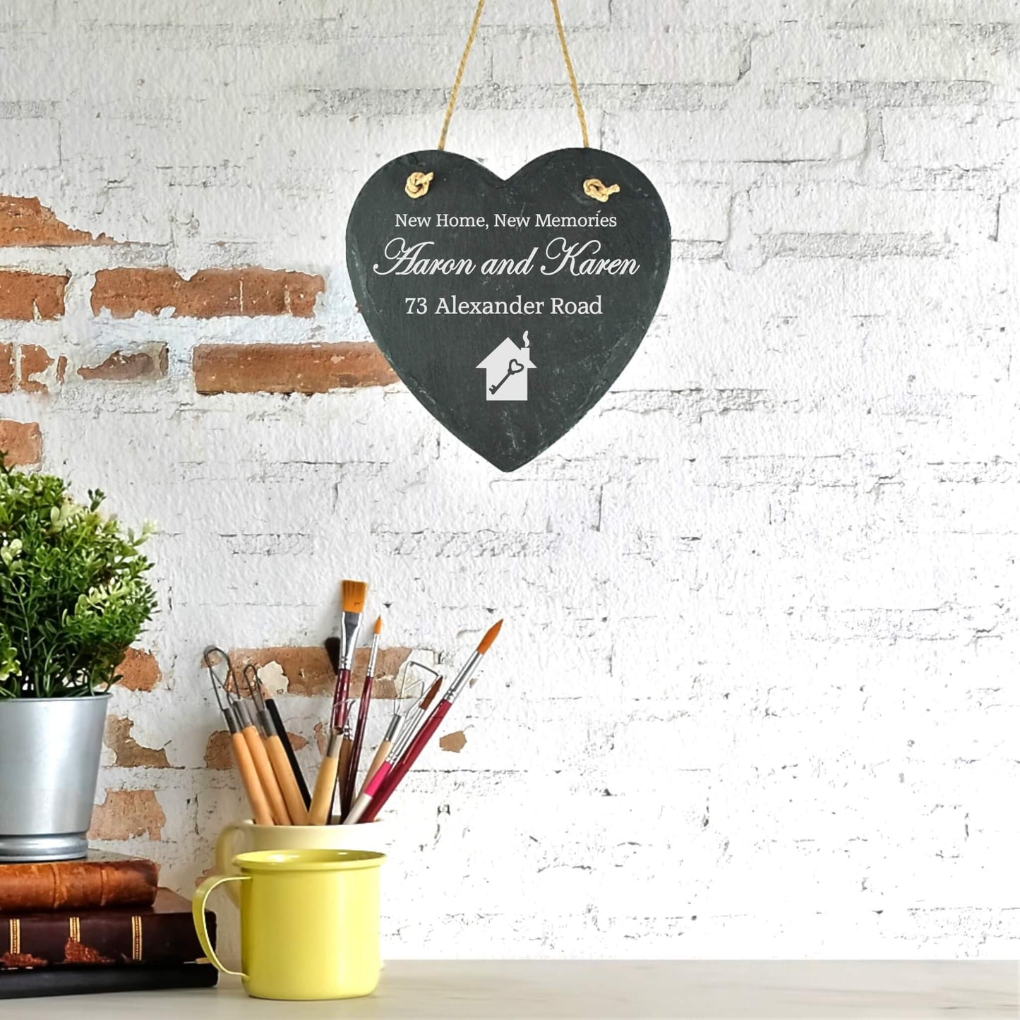 Personalised Hanging Slate Heart - Home