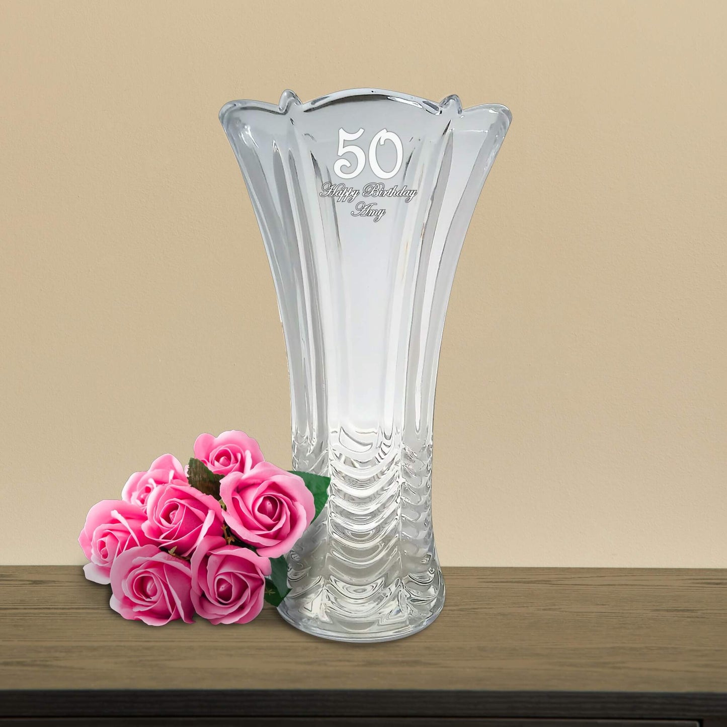 Personalised Luxury Cut Flower Vase - Number & Message