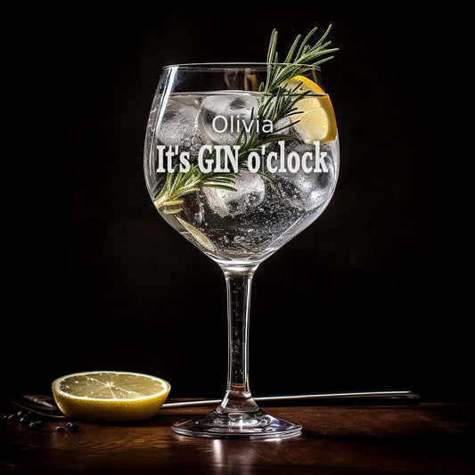 Personalised Gin Glass - It is GIN o'clock