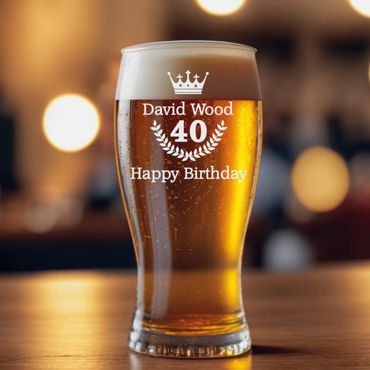 Personalised Beer Glass - Vintage Birthday Pint