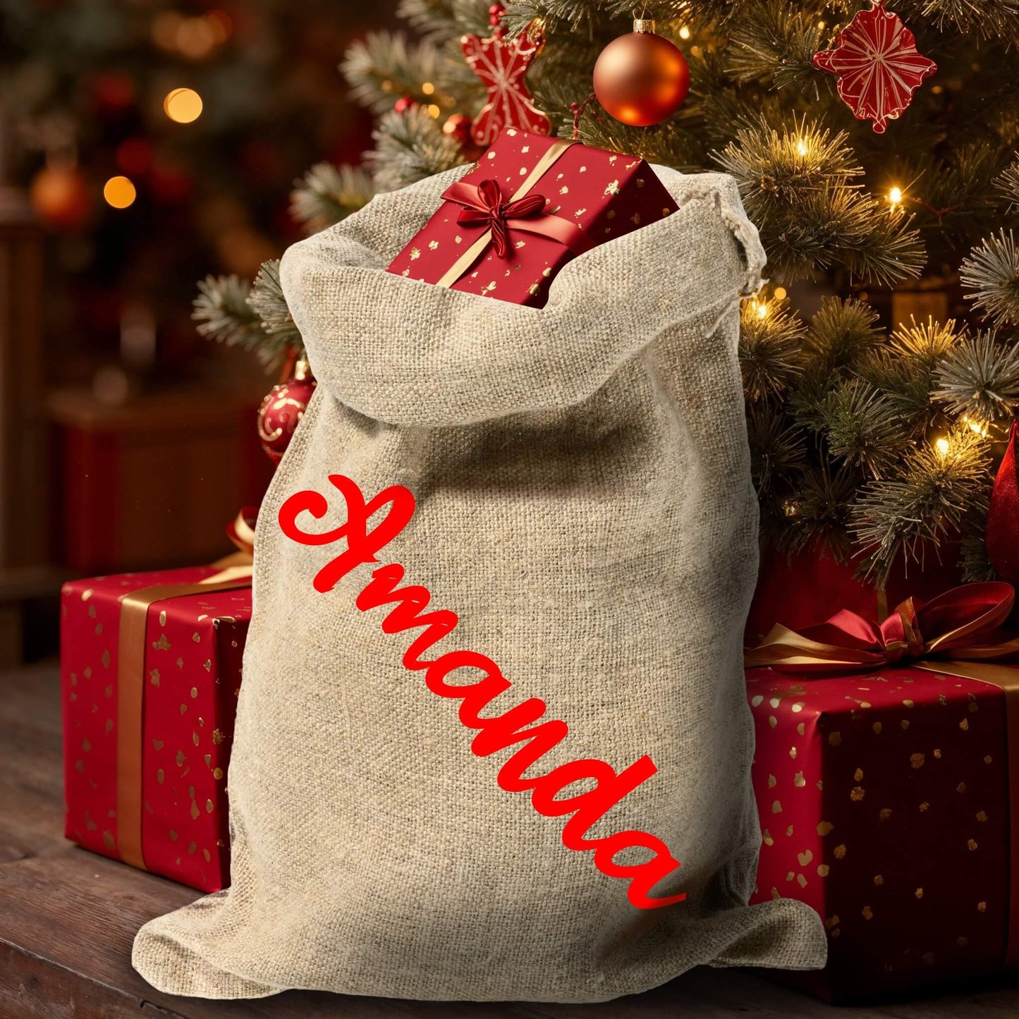 Personalised  Christmas Hessian Sack - Name