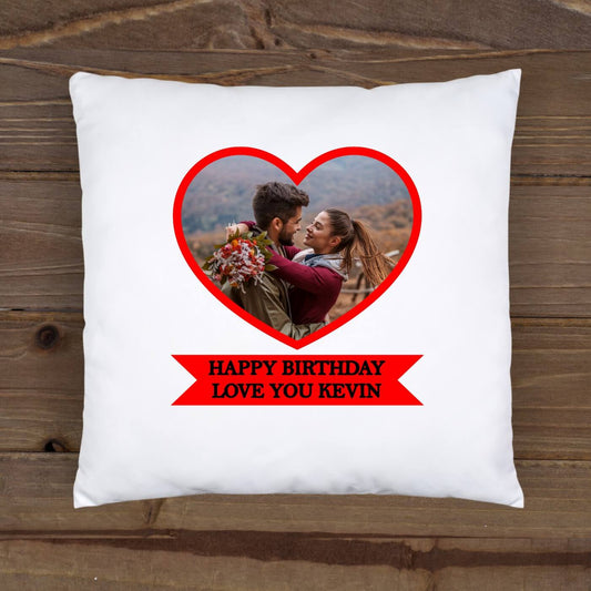 Personalised Cushion Cover - Heart & Ribbon