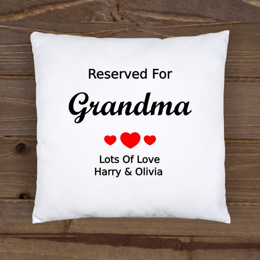 Personalised Cushion Cover - Reserved For Grandma