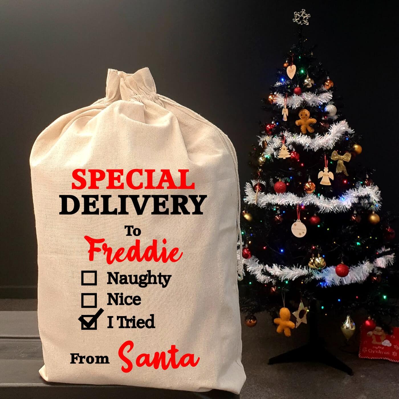 Personalised  Christmas Sack - Santa Checklist