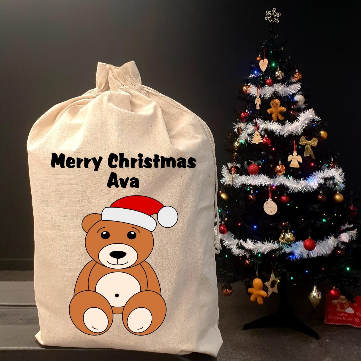 Personalised  Christmas Sack - Teddy Bear