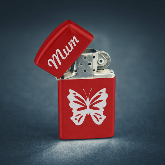 Personalised Red Lighter - Name & Butterfly