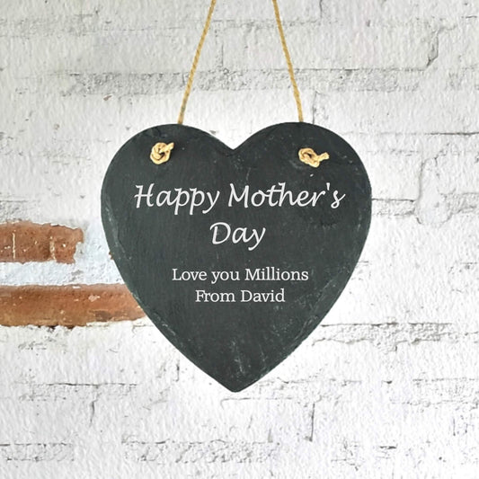 Personalised Hanging Slate Heart - Message