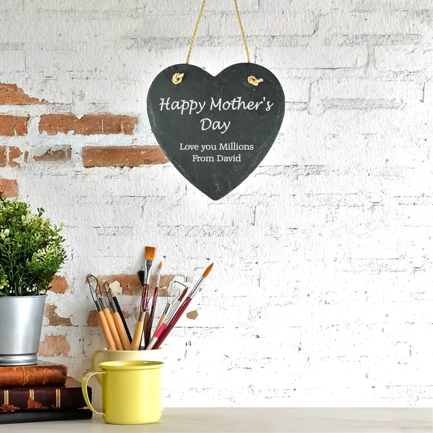 Personalised Hanging Slate Heart - Message