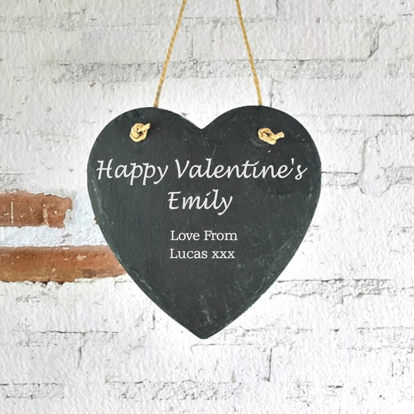 Personalised Valentine's Hanging Slate Heart - Message