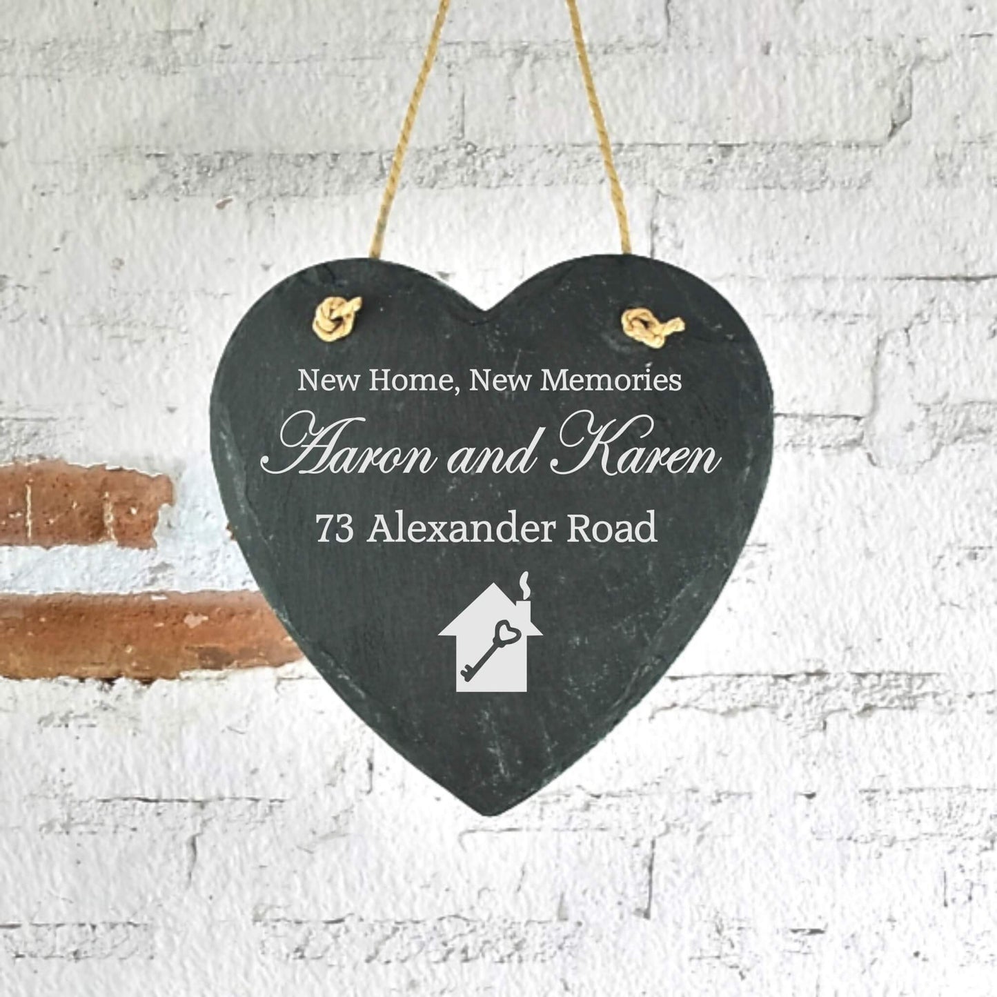 Personalised Hanging Slate Heart - Home
