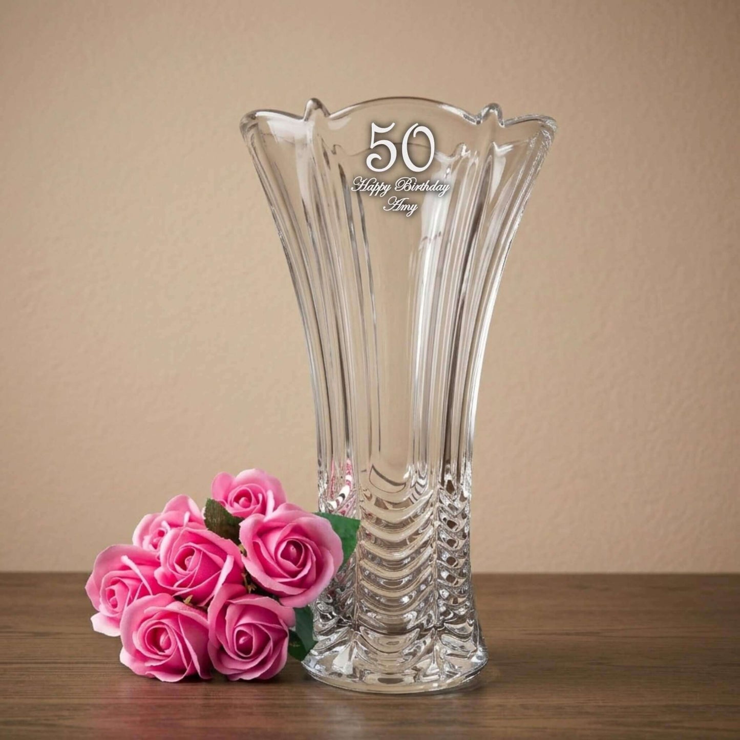 Personalised Luxury Cut Flower Vase - Number & Message