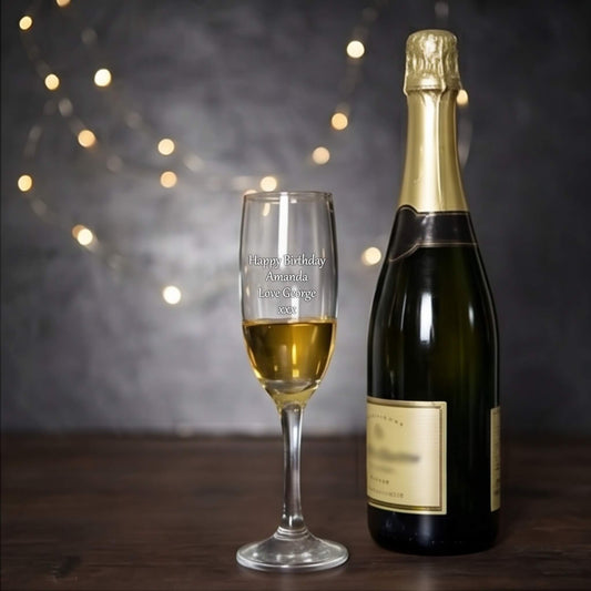 Personalised Champagne Flute - Happy Birthday Freestyle