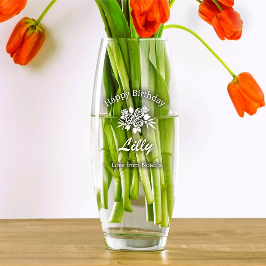 Personalised Bullet Vase - Roses And Message